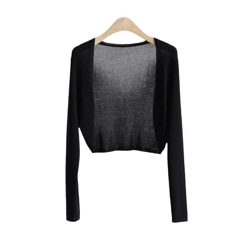 Sunscreen Knitted Cardigan Women's Thin Jacket Ice Silk Overshirt Shawl Air-conditioning Shirt Summer Skirt with Suspender