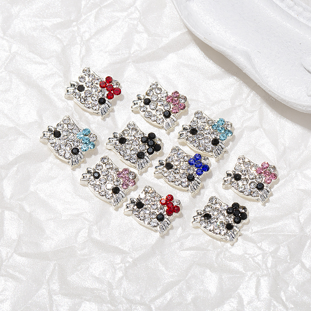 Cross-border nail accessories Japanese cartoon Hello Kitty alloy full diamond cute alloy Cat diy nail diamond accessories