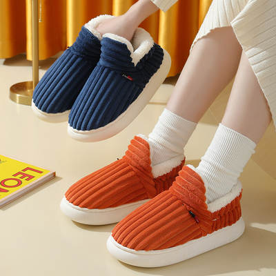 2024 Winter Cotton Slippers Men's Thickened Sole Home Couple Indoor and Outdoor Non-slip Warm Women's Old Cotton Shoes