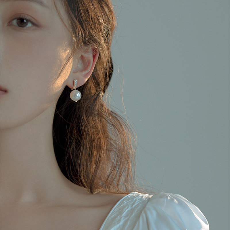 S925 Silver Needle Light Luxury Zircon Pearl Earrings Elegant All-match Fashion Earrings Light Luxury High-end Earrings Earrings