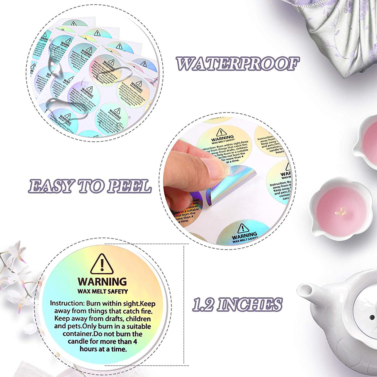 Spot wax melt safety sticker anti-choking candle warning warning label sticker laser label
