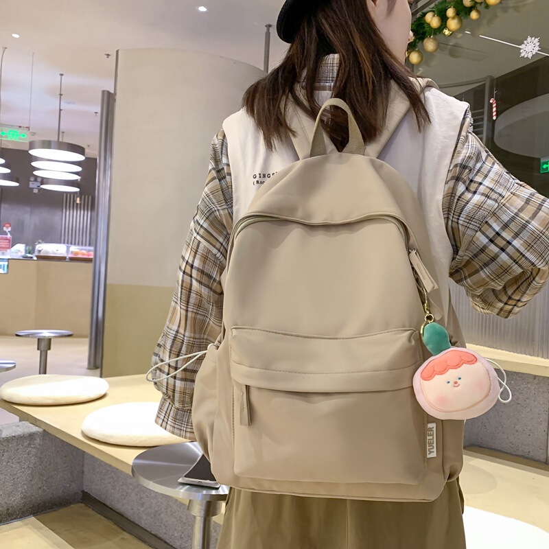 2023春の新商品クロスボーダー韓国版純色ナイロン学生リュックサックシンプル清新男女リュックサック|undefined