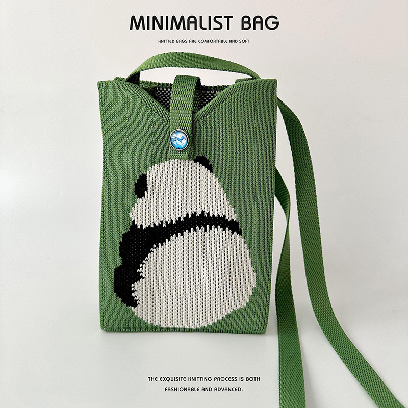 Cute black and white panda mini mobile phone bag female Korean fashion Joker shoulder messenger bag change purse factory wholesale