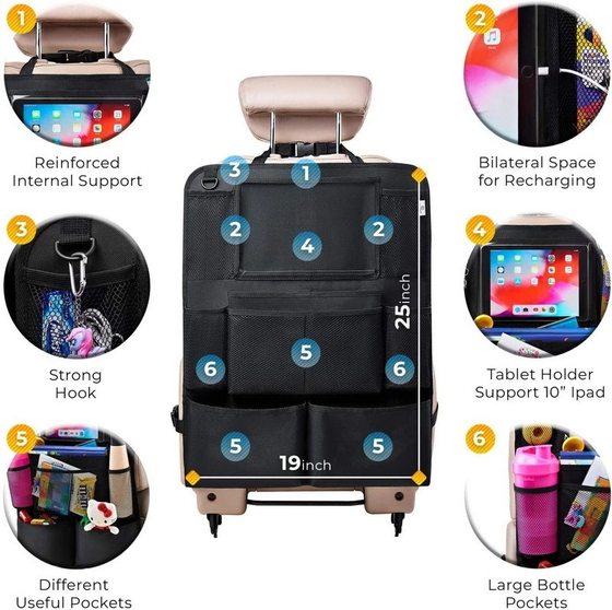 Car seat storage bag chair back storage bag storage bag iPad car hanging bag rear seat Oxford cloth anti-kick