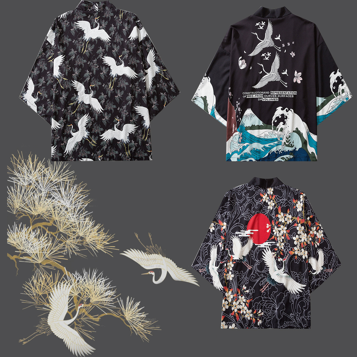2021 New Ukiyo 3D Digital Color Printing Taoist Robe Cloak 3D Printing Kimono Cloak Feather Woven