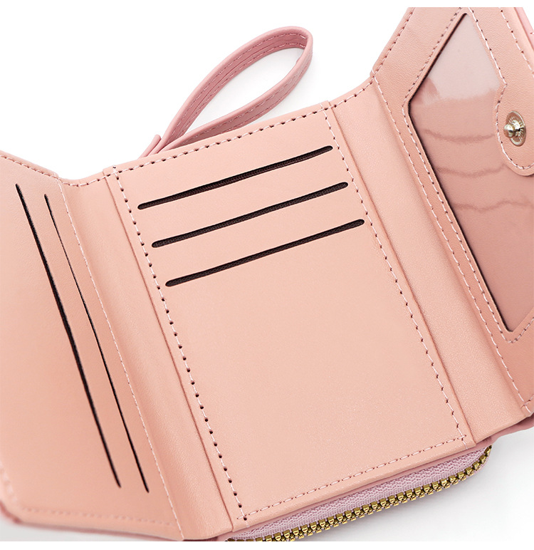 Nouveau portefeuille court pour femme simple brodé amour PU trois volets sac carte sac multi-cartes portefeuille portefeuille en gros_voghion.com