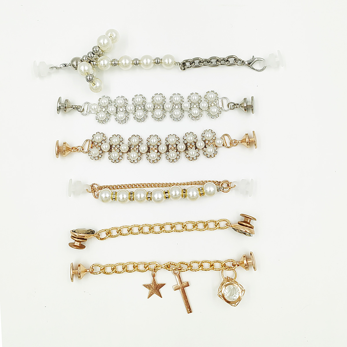 Hole shoes flower chain hole shoes decorative chain DIY decorative chain strip invisible hidden buckle Pearl Chain