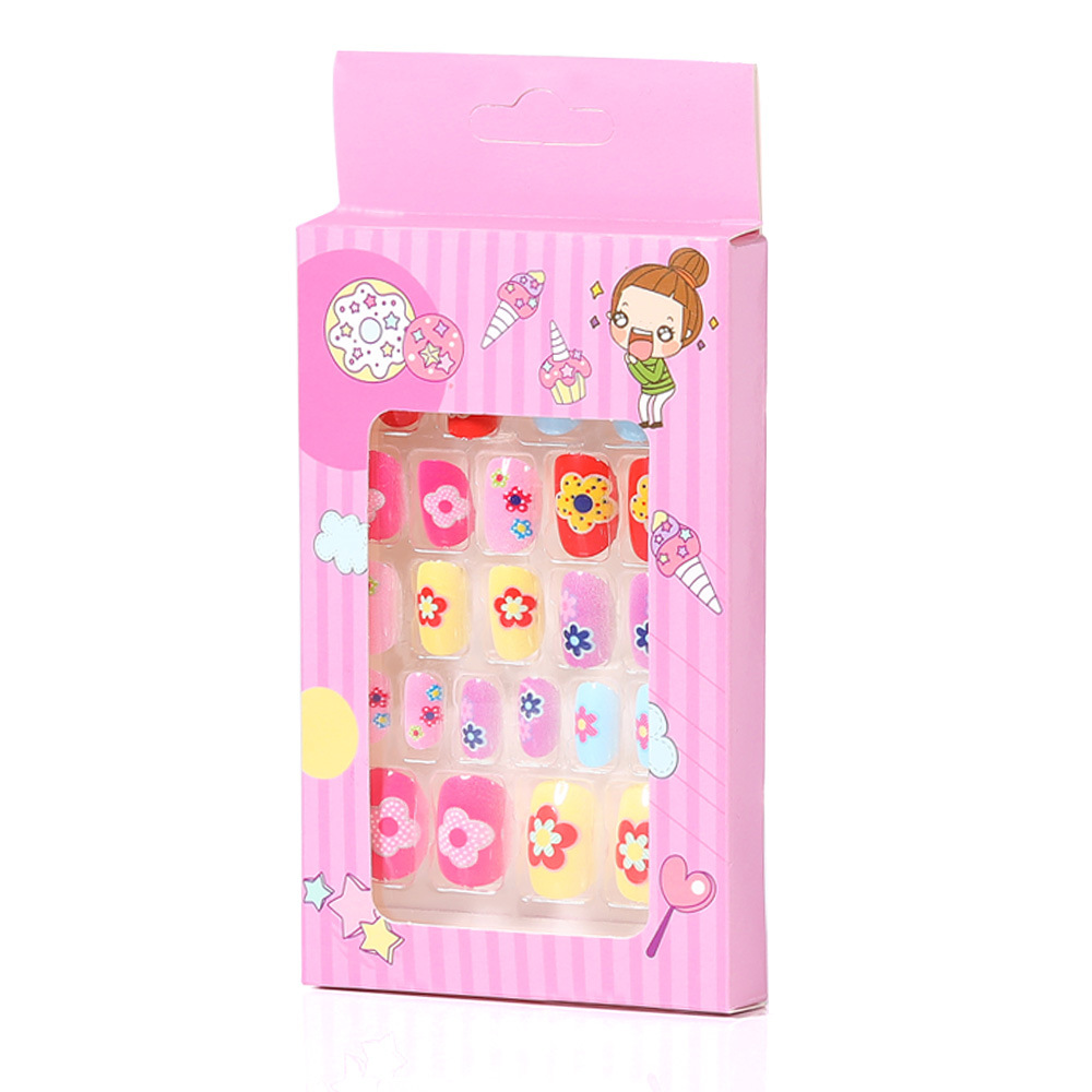 Nail Art Finished 24 Boxed Printed Cartoon Children's Wearing Armor False Nail Nail Piece Removable with Adhesive Patch