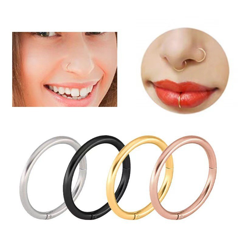 316L stainless steel nose ring Europe and the United States cross-border titanium steel seamless ring coil nose nail earrings piercing jewelry wholesale
