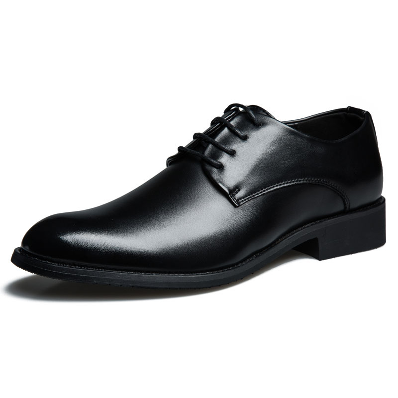 Summer Korean-style British Pointed Toe Height-increasing Leather Shoes Men's Business Casual Shoes Youth Lace-up Dress Fashionable Men's Shoes