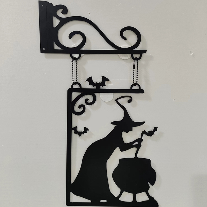 Leaky Cauldron cross-border hot Halloween witch metal iron crafts courtyard pendant ornaments