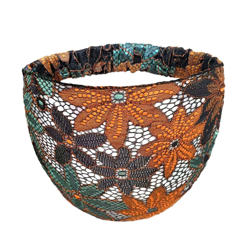 Lace wide-brimmed white hair band female Net red out headscarf South Korea summer simple temperament headdress retro headband