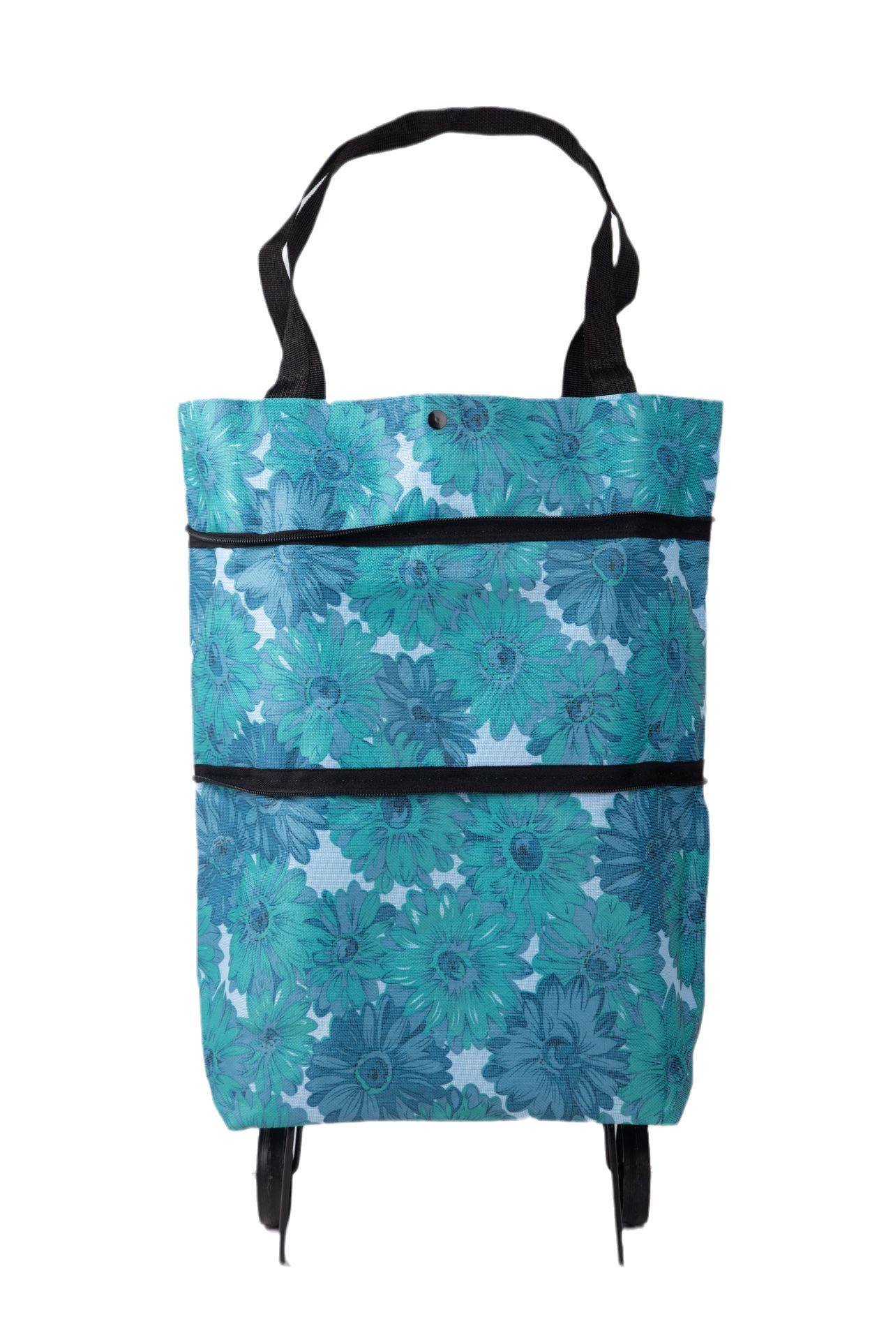 Folding Wheel Bag Supermarket Folding Tow Wheel Bag Household Hand-pull Portable Shopping Bag Luggage Cart Truck Load Buying Vegetable Blue