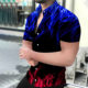 Cross-border foreign trade Men's Spring 3D printing flame short sleeve casual shirt European and American personality men's large size shirt men
