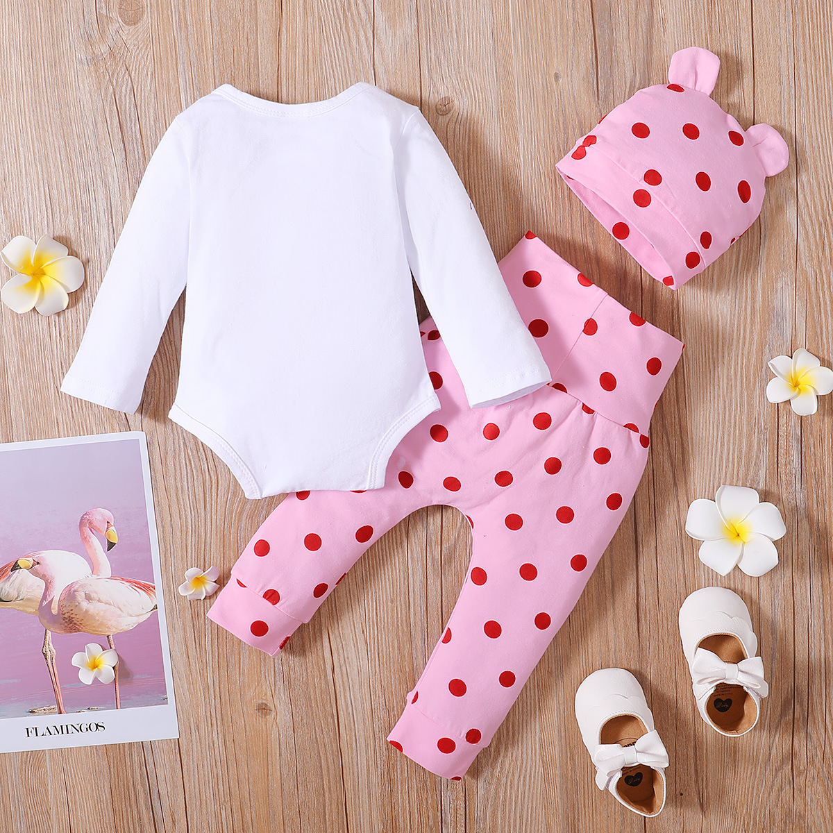 ins foreign trade platform Amazon ebay wish for children giraffe polka dot printing set Pink