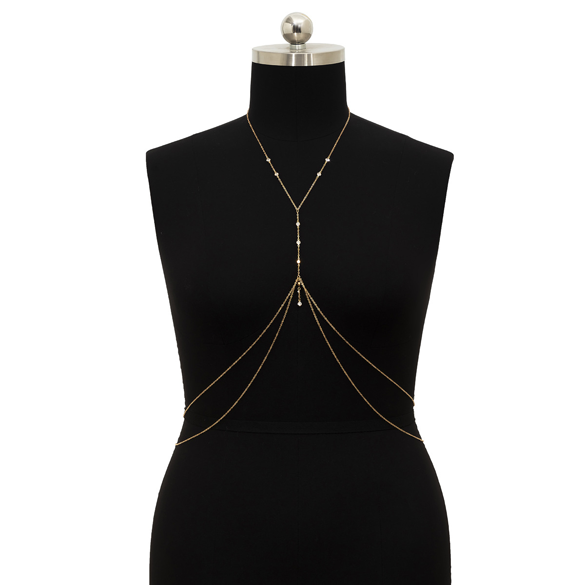 European and American Cross-border Jewelry Beach Bikini Cross Clothing Chain Sexy Rhinestone Multi-layer Tassel Chain Body Chain