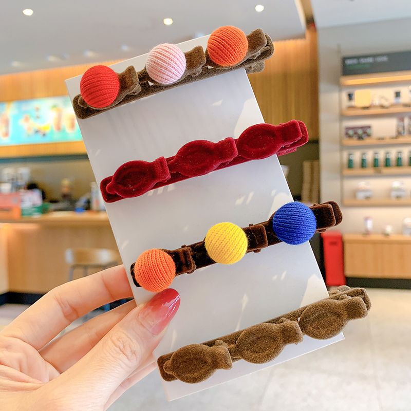Solid Color Flocking Internet Red Hairpin All-match Bangs Side Clip Braided Hair Duckbill Clip Hairpin Headwear Internet Red Broken Hairpin
