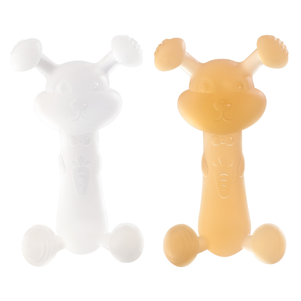 Rabbit liquid silicone teether baby teether stick baby silicone anti-eating hand artifact carrot silicone teether