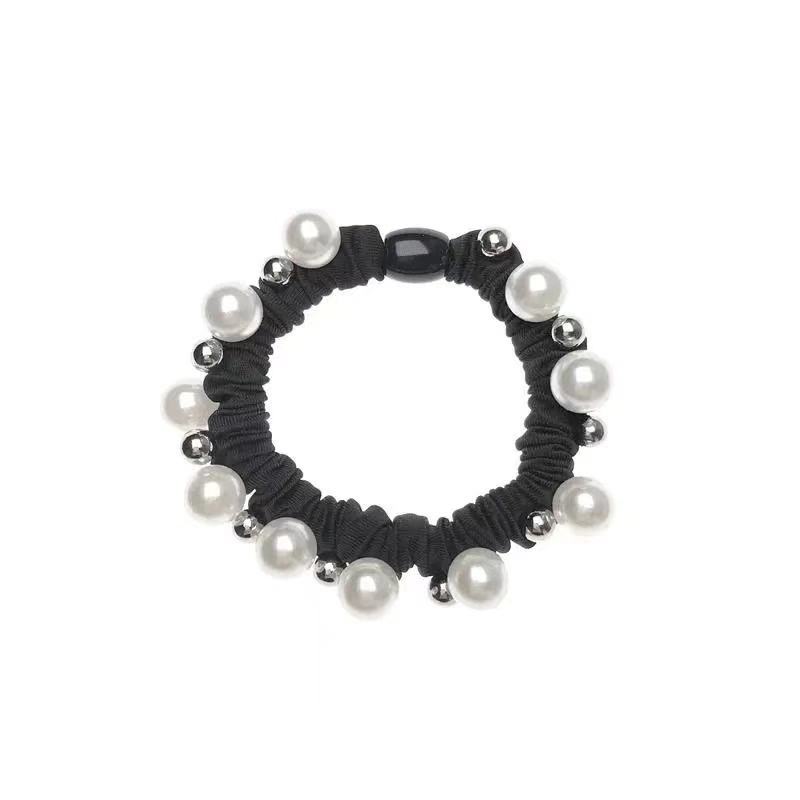 Pearl Hair Rope Bracelet Dual-purpose Hair Accessories Korean Simple Basic Hair Ring Black Hair Rope Women's Hair Band