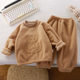 Fall/winter new fleece-lined padded children's pajamas for boys and girls Korean version of warm pajamas suit a generation of children's clothing