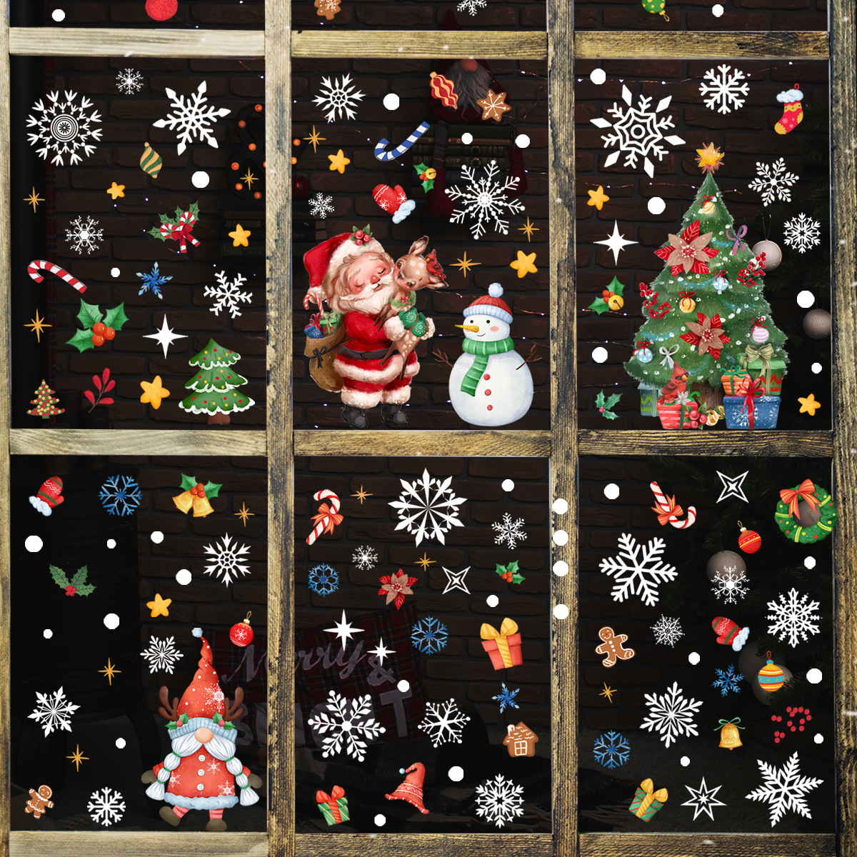 A variety of wall stickers snowflake Christmas tree Christmas wall stickers electrostatic Glass stickers windows double-sided visual home decoration wall stickers