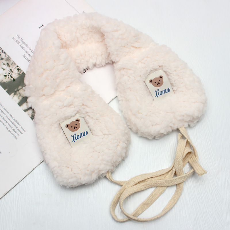 2022 New Cute Cartoon Bear Plush Ear Warm Women's Winter Cycling Warm Foldable Ear Bag Student Earmuffs