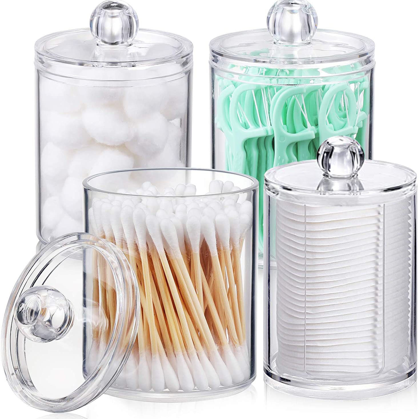 PS makeup cotton swab storage box multiple combinations cotton ball cotton swab cleansing cotton floss transparent storage portable round