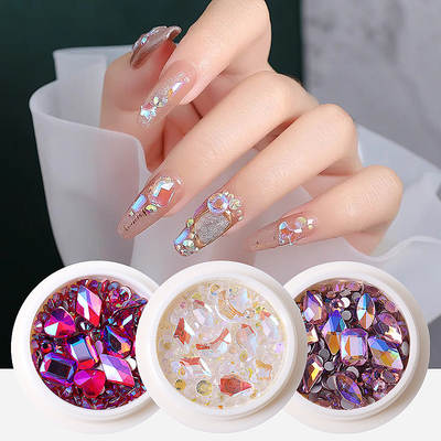 Cross-border flash nail drill mixed glass flat drill special-shaped drill nail jewelry diy nail drill jewelry wholesale