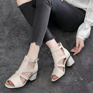 2023 Summer New plus size foreign trade women's shoes hollow-out surface with Roman shoes chunky heel wedge sandals for women