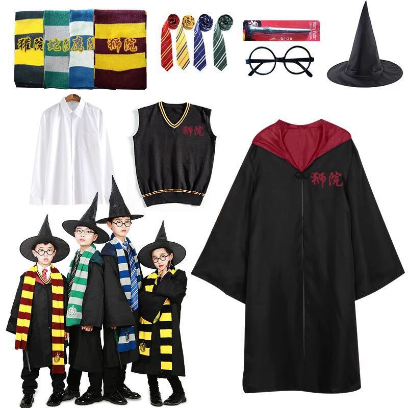Harry Potter Costume Magic Robe College cos Costume Halloween Cloak Cape Children Cosplay Performance Costume