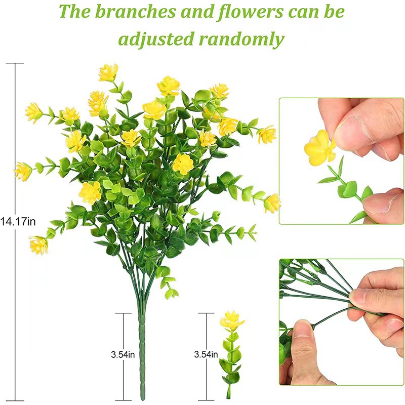 Cross-border artificial flower eucalyptus Camellia artificial Rose green plant bouquet plastic flower plant wall decoration