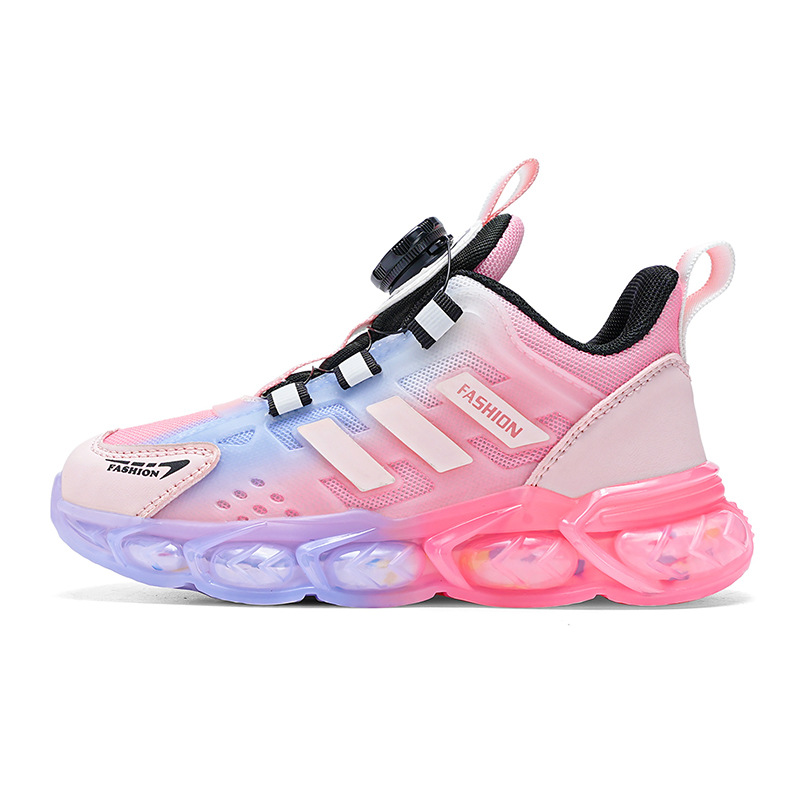 Girls' shoes, children's sports shoes, autumn new swivel buckle middle and large children's running shoes, mesh breathable girls' casual shoes