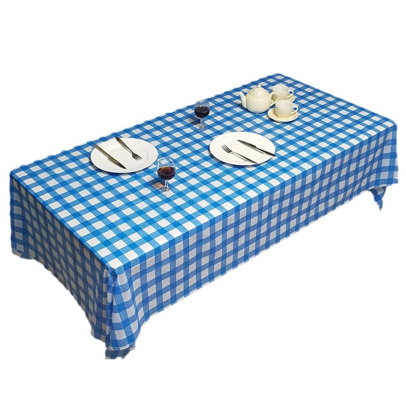 Disposable PE tablecloth 137x 274 Plaid stripe wavy pattern plastic waterproof and oil-proof tablecloth ins