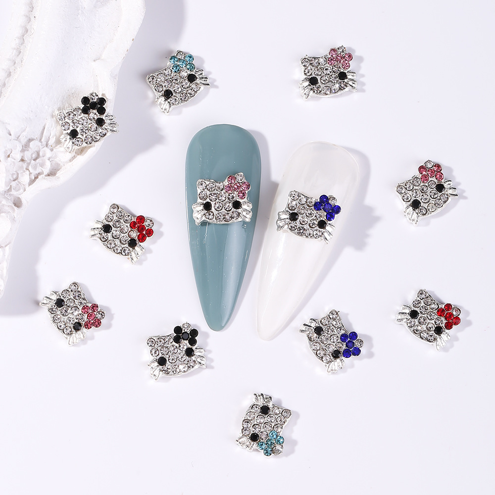 Cross-border nail accessories Japanese cartoon Hello Kitty alloy full diamond cute alloy Cat diy nail diamond accessories