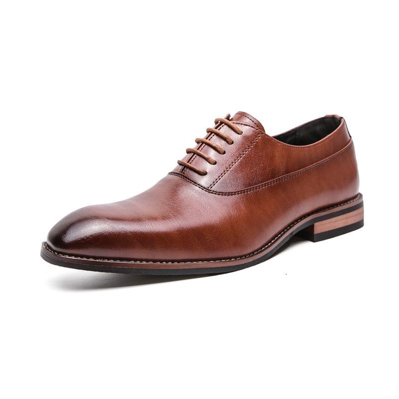 2023 New Fashion Casual Wholesale Trendy Shoes Low Heel Men's Black Small Leather Shoes Cross-border Large Size Pointed Toe Leather Shoes