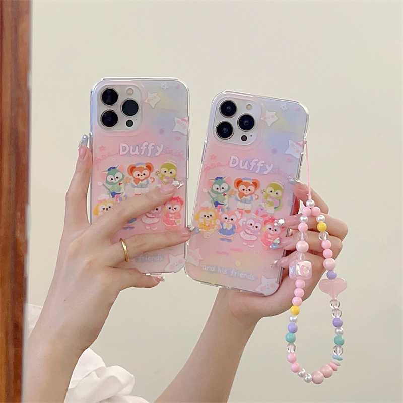 卡通適用iphone15plus可愛小夥伴14promax手機殼13女生12掛鏈11新