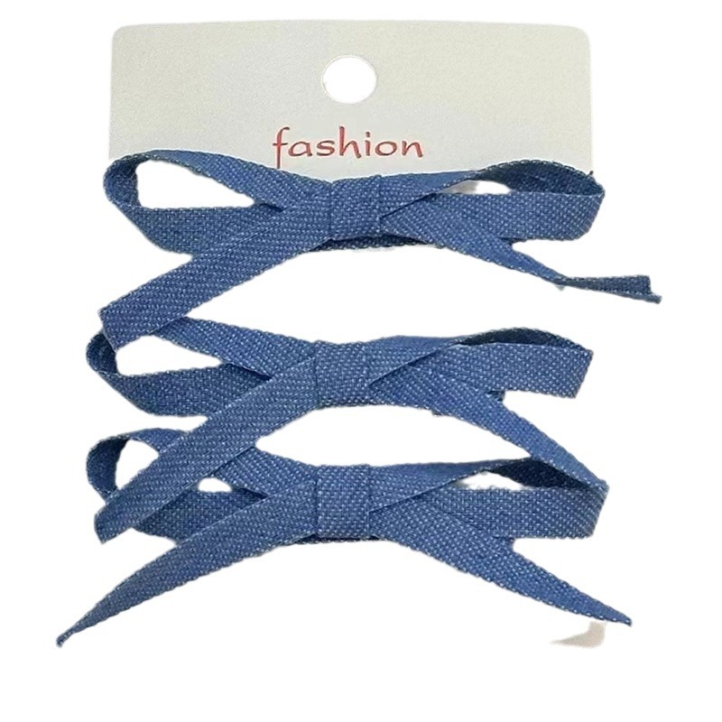 Set di forcine con fiocco in denim, clip laterale per la parte posteriore della testa, clip piccola e squisita, clip piccola_voghion.com