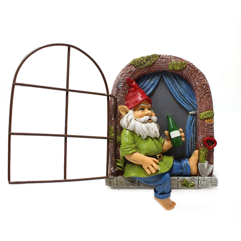 Cross-border drinking dwarf window ornaments creative resin outdoor garden tree hanging decoration hanging crafts landscape