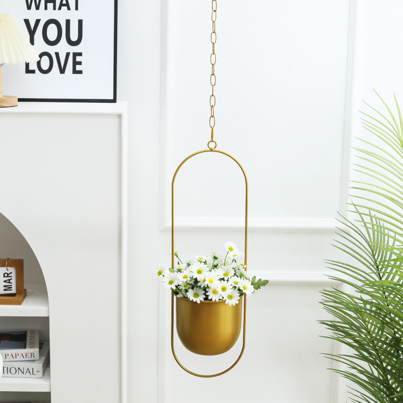 Nordic golden iron hanging flower pot home balcony creative decorations planting succulent green plant flower pot