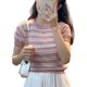 Short-sleeved Chanel Striped Sweater Women's Summer Thin 2023 New Design Slim-fit French Top