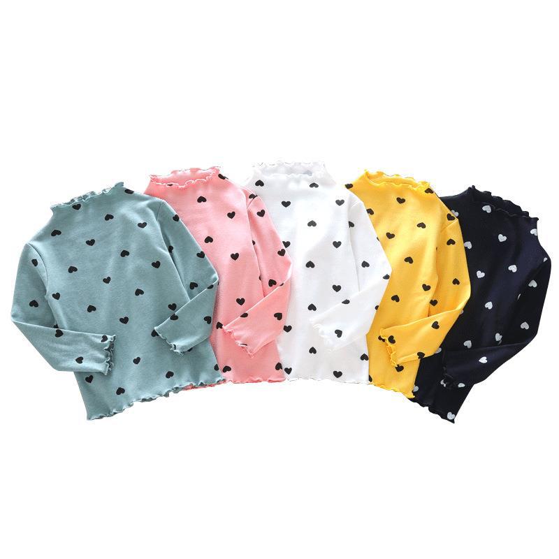 High collar baby bottoming shirt spring and autumn girls long sleeve T-shirt ear children's coat Autumn New Wholesale