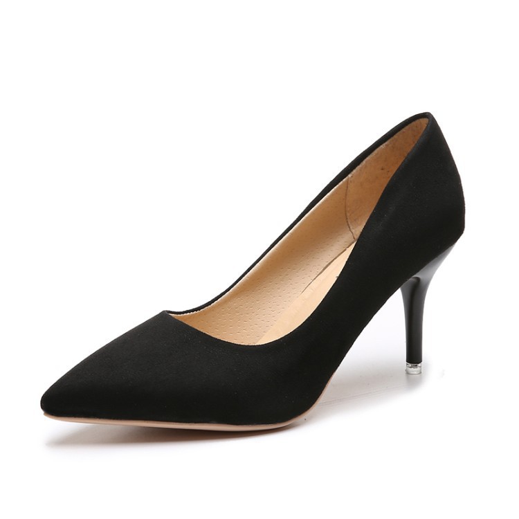 2021 spring pointed thin heel high heel suede shoes Europe and the United States foreign trade large size 44 slim women's shoes manufacturers wholesale
