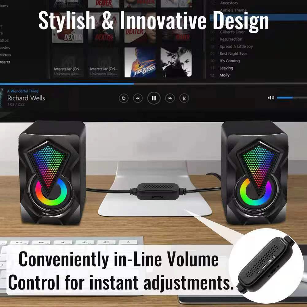 new computer RGB luminous speaker multimedia desktop game Mini wired usb audio spot