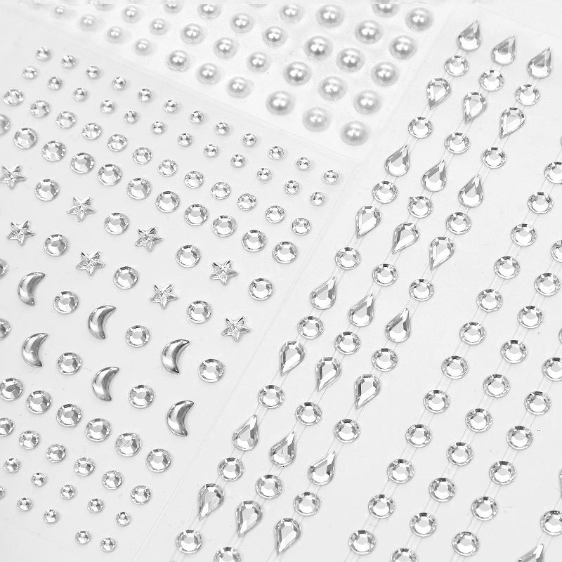 Cross-border hot combination Pearl stickers AB colorful facial hair jewelry decoration simulation acrylic Diamond stickers
