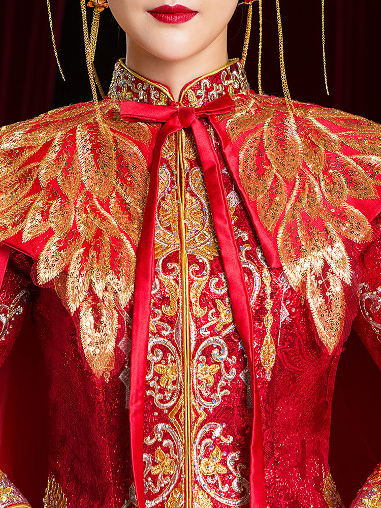 Xiuhe Clothing Cloak 8160 New Bride Wedding Chinese Wedding Long Trailing Phoenix Crown Rank Large Cloak Long Cloak