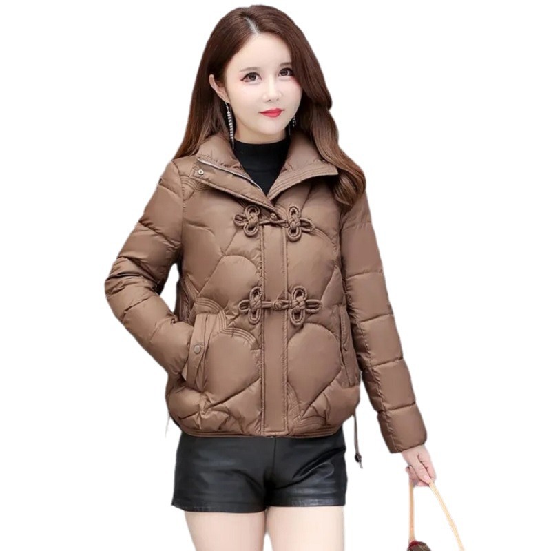 Short Down Cotton-padded Jacket Women's Winter 2024 New Arrival Fashionable Buckle Chinese Style Cotton-padded Jacket Loose Thickened Warm Jacket