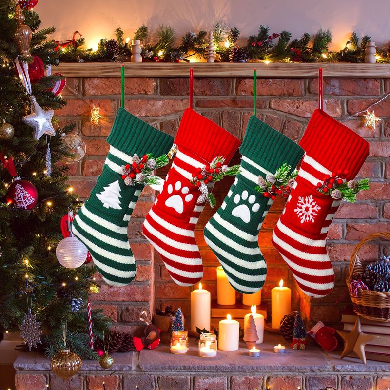国境を越えたアマゾンの新しいクリスマスペット猫犬クリスマスニット靴下プレゼント袋クリスマス靴下クリスマスプレゼント|undefined