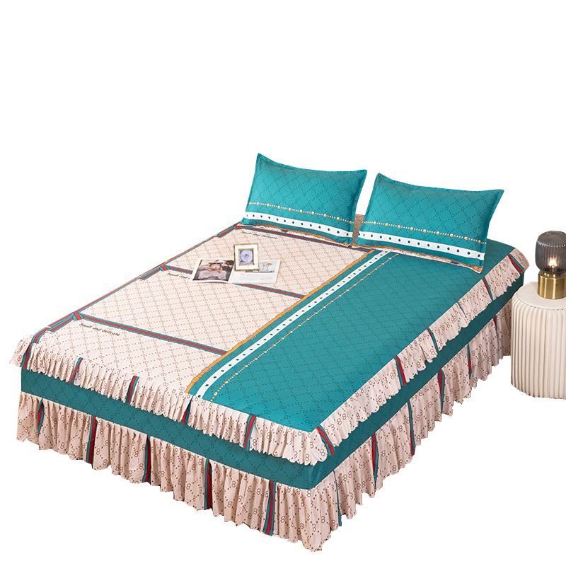 Korean Bed Skirt Bed Cover Single Princess Style Bed Skirt Bed Cover Bed Cover Can't Shrink and Ball Simple Double 1.8 M