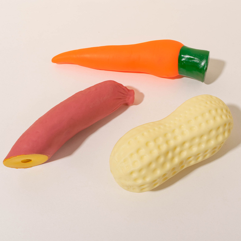 Yiwu vinyl pet toy simulation food series sound hamburger chicken leg carrot dog toy suit wholesale