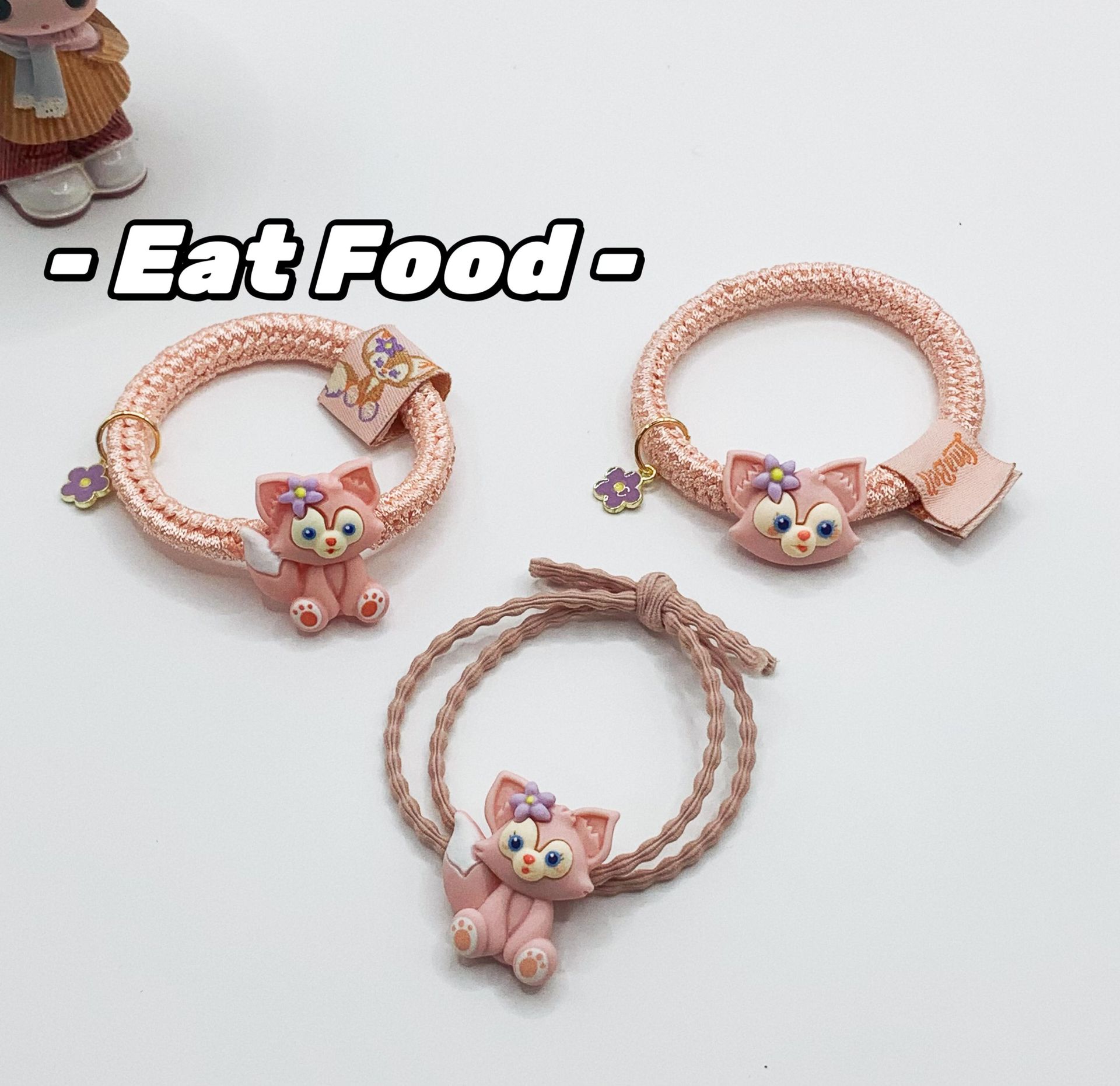 Lingna Belle New Style Hair Ring Cute Cartoon Head Rope Girl's Mori Style Fox Hair Strap Girls' Hair Accessories